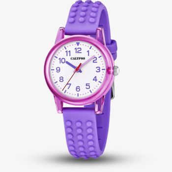 Calypso Girls Purple Rubber Strap Watch K5876/3