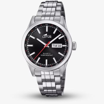 Lotus Mens Classic Stainless Steel Black Dial Watch L18670/4