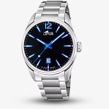 Lotus Mens Classic Stainless Steel Black Dial Watch L18692/6