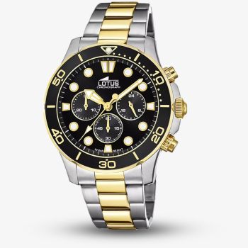 Lotus Mens Classic Two-Tone Black Chronograph Dial Watch L18757/2