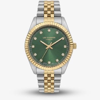 Lee Cooper Ladies Green Crystal Dial Two Tone Bracelet Watch LC08400.270