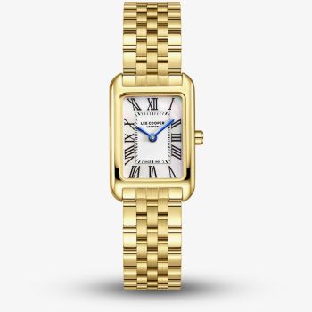 Lee Cooper Ladies White Mother of Pearl Rectangle Dial Golden Bracelet Watch LC08135.120
