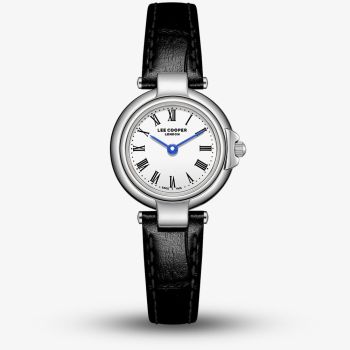 Lee Cooper Ladies White Dial Black Leather Strap Watch LC08205.331