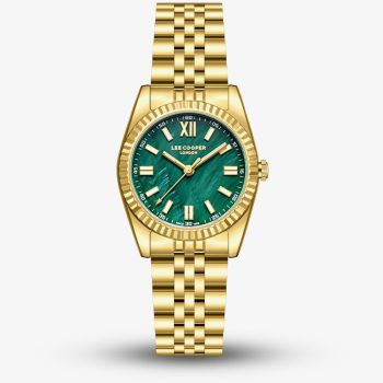 Lee Cooper Ladies Green Mother of Pearl Dial Golden Bracelet Watch LC08303.170