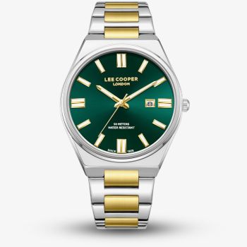 Lee Cooper Mens Green Dial Two Tone Bracelet Watch LC08262.270