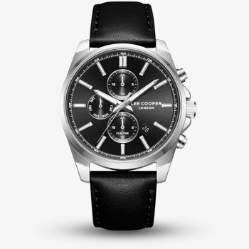Lee Cooper Mens Black Dial Leather Strap Watch LC08354.351