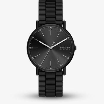 Skagen Mens Signatur Three-Hand Black Bracelet Watch SKW6952