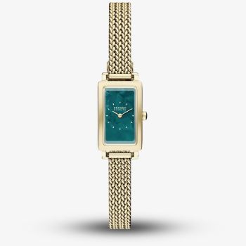 Skagen Ladies Hagen Micro Two-Hand Green Dial Gold-Tone Mesh Bracelet Watch SKW3186