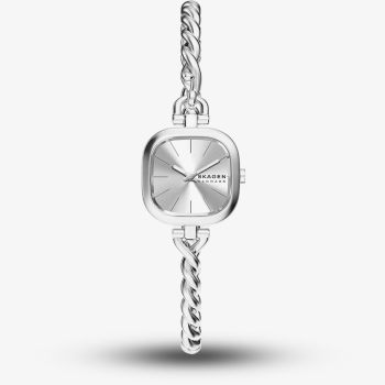 Skagen Ladies Mellem Micro Two-Hand Silver Twisted Chain Bracelet Watch SKW3197