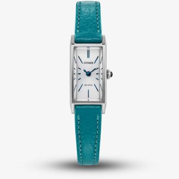 Citizen Ladies Fio Eco-Drive Rectangular Dial Blue Leather Strap Watch EG7120-00A