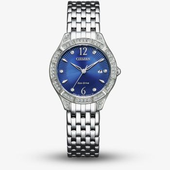 Citizen Ladies Eco-Drive Silhouette Crystal Blue Dial Bracelet Watch EW2320-80L
