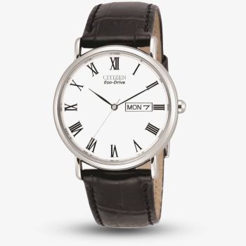 Citizen Mens Eco Drive White Dial Black Strap Watch BM8240 11B
