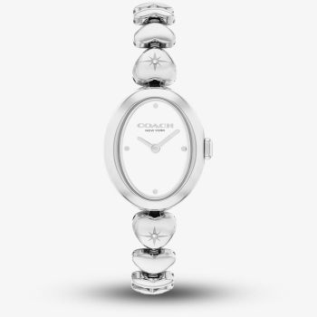 Coach Ladies Sammy Silver Heart Bracelet Strap Watch 14504639