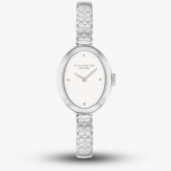 Coach Ladies Sammy Oval Dial Silver Bangle Watch 14504483