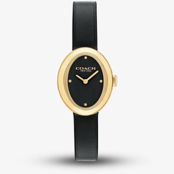 Coach Ladies Sammy Oval Dial Black Leather Strap Watch 14504421