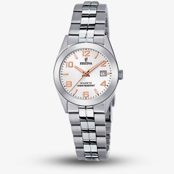 Festina Ladies Classics Rose Gold Detail Stainless Steel Bracelet Watch F20438/4