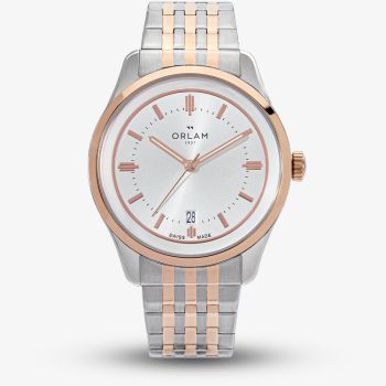 Orlam Mens Pulse Silver Dial Two Colour Bracelet Watch ORDRBPU006