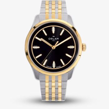 Orlam Mens Cadence Black Dial Two Colour Bracelet Watch ORDYBCA006