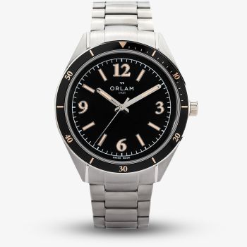 Orlam Mens Twilight Black Dial Silver Bracelet Watch ORSSBCR003