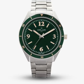 Orlam Mens Twilight Green Dial Silver Bracelet Watch ORSSBCR004
