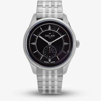 Orlam Mens Echo Black Dial Silver Bracelet Watch ORSSBEC003