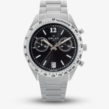 Orlam Mens Legend Black Dial Silver Bracelet Watch ORSSBLE003