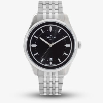 Orlam Mens Pulse Black Dial Silver Bracelet Watch ORSSBPU003