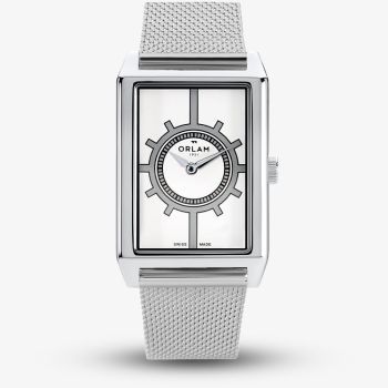 Orlam Mens Era White Rectangle Dial Mesh Bracelet Watch ORSSMEP004