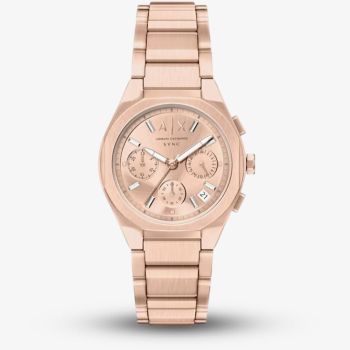 Armani Exchange Ladies Sync Rose Gold Tone Bracelet Watch AX6035