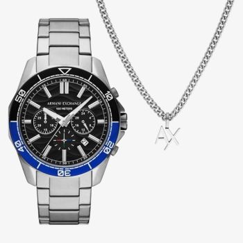 Armani Exchange Mens Spencer Watch &amp; Necklace Set AX7166SET