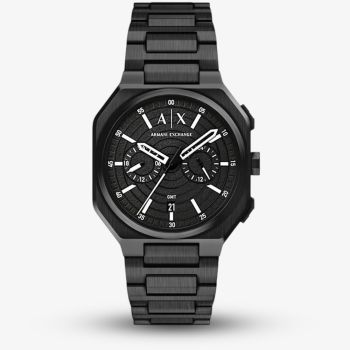 Armani Exchange Mens Bass Dual-Time Black Bracelet Watch AX1478