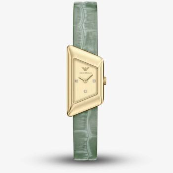 Emporio Armani Ladies Eagle Story Gold Tone Dial Leather Strap Watch AR11817