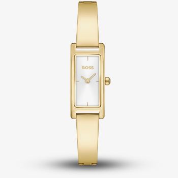 BOSS Ladies Lucy Allure Golden Rectangle Silver Dial Bracelet Watch 1502857