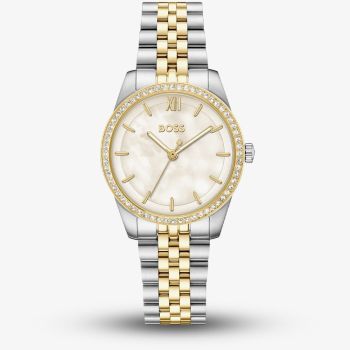 BOSS Ladies Graceful Precious Two Tone White Mother of Pearl Dial Bracelet Watch 1502867