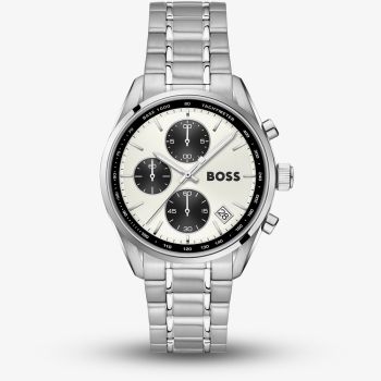 BOSS Mens Grand Prix Chronograph White Dial Bracelet Watch 1514362