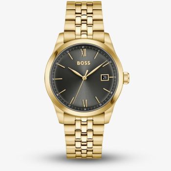 BOSS Mens Langford Golden Black Dial Bracelet Watch 1514359