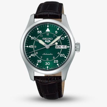 Seiko 5 Kelly Green &#039;Flieger&#039; Suit Style  Green Dial Brown Leather Strap  Watch SRPJ89K1