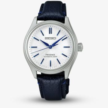 Seiko Limited Edition 145th Anniversary Presage Shironeri Navy Blue Leather Strap Watch Watch HCC004J1