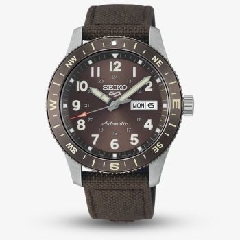Seiko Mens 5 Sports Field Automatic Brown Fabric Strap Watch HDB009K1