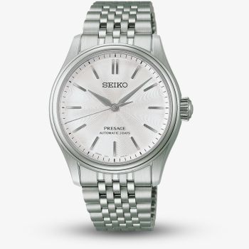 Seiko Mens Presage Classic Series Shironeri White Dial Bracelet Watch HCC001J1
