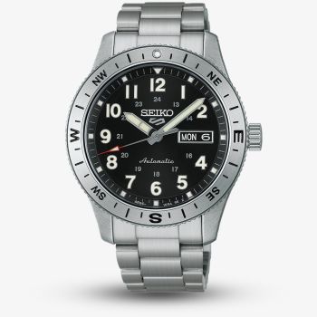 Seiko Mens 5 Sports Field Automatic Black Dial Stainless Steel Bracelet Watch HDB006K1