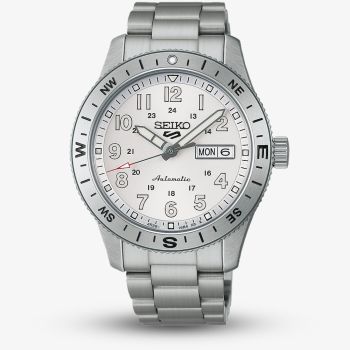 Seiko Mens 5 Sports Field Automatic White Dial Stainless Steel Bracelet Watch HDB007K1