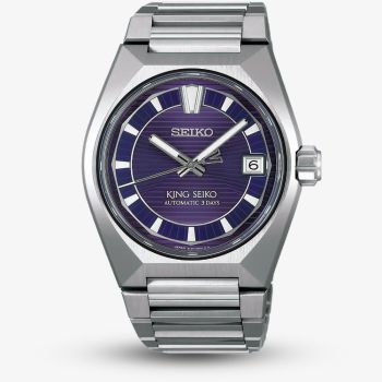 Seiko Mens King Seiko VANAC &#039;Tokyo Highway&#039; Purple Dial Titanium Bracelet Watch HKF001J1