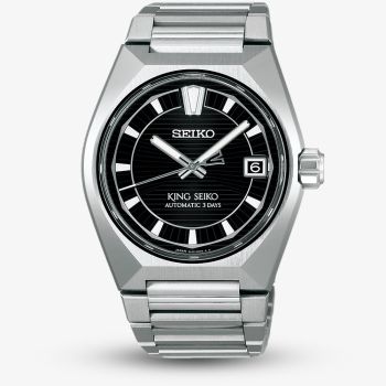 Seiko Mens King Seiko &#039;Tokyo Highway&#039;  Black Dial Titanium Bracelet Watch HKF003J1