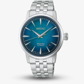 Seiko Mens Presage Cocktail Time &#039;Emerald Mist&#039; Blue Dial Bracelet Watch HCB001J1