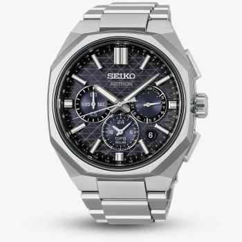 Seiko Mens Astron Tesselate GPS Solar Black Dial Titanium Bracelet Watch HAB002J1