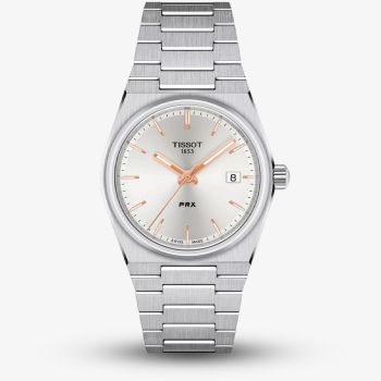 Tissot PRX 35mm Silver &amp; Rose Gold Hour Marker Watch T137.210.11.031.00