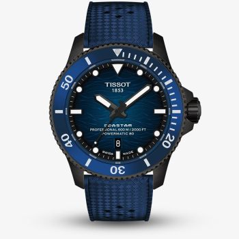 Tissot Mens Seastar 2000 44mm Blue &amp; Black Rubber Strap Watch T120.907.37.041.00