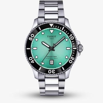 Tissot Mens Seastar 1000 40mm Turquoise Dial Stainless Steel Bracelet Watch T120.410.11.091.00