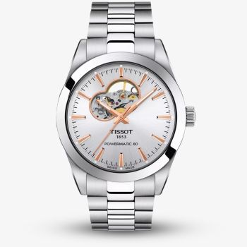 Tissot Gentlemen Silver Open Heart Dial Stainless Steel Bracelet Watch T127.407.11.031.01